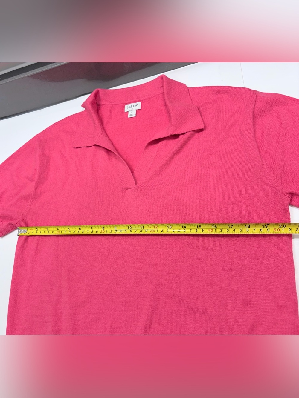 J.Crew Pink Johnny Collar Sweater Polo Large #jcrew #sweaterpolo #pink #preppy - Picture 6 of 7